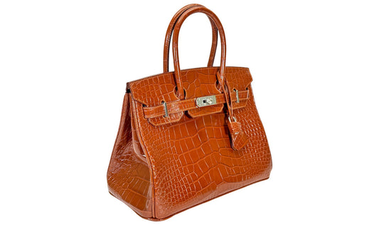 Túi da cá sấu Alligator màu gold handmade cao cấp bởi HuongCraft