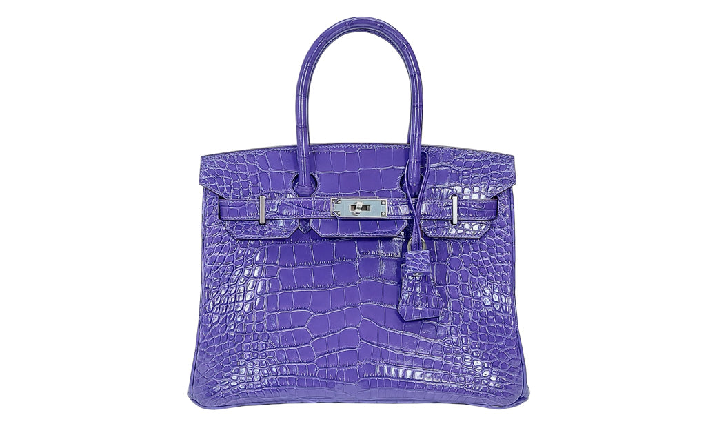 Túi da cá sấu Alligator màu violet handmade cao cấp bởi HuongCraft