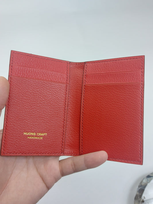 Red goatskin slim wallet