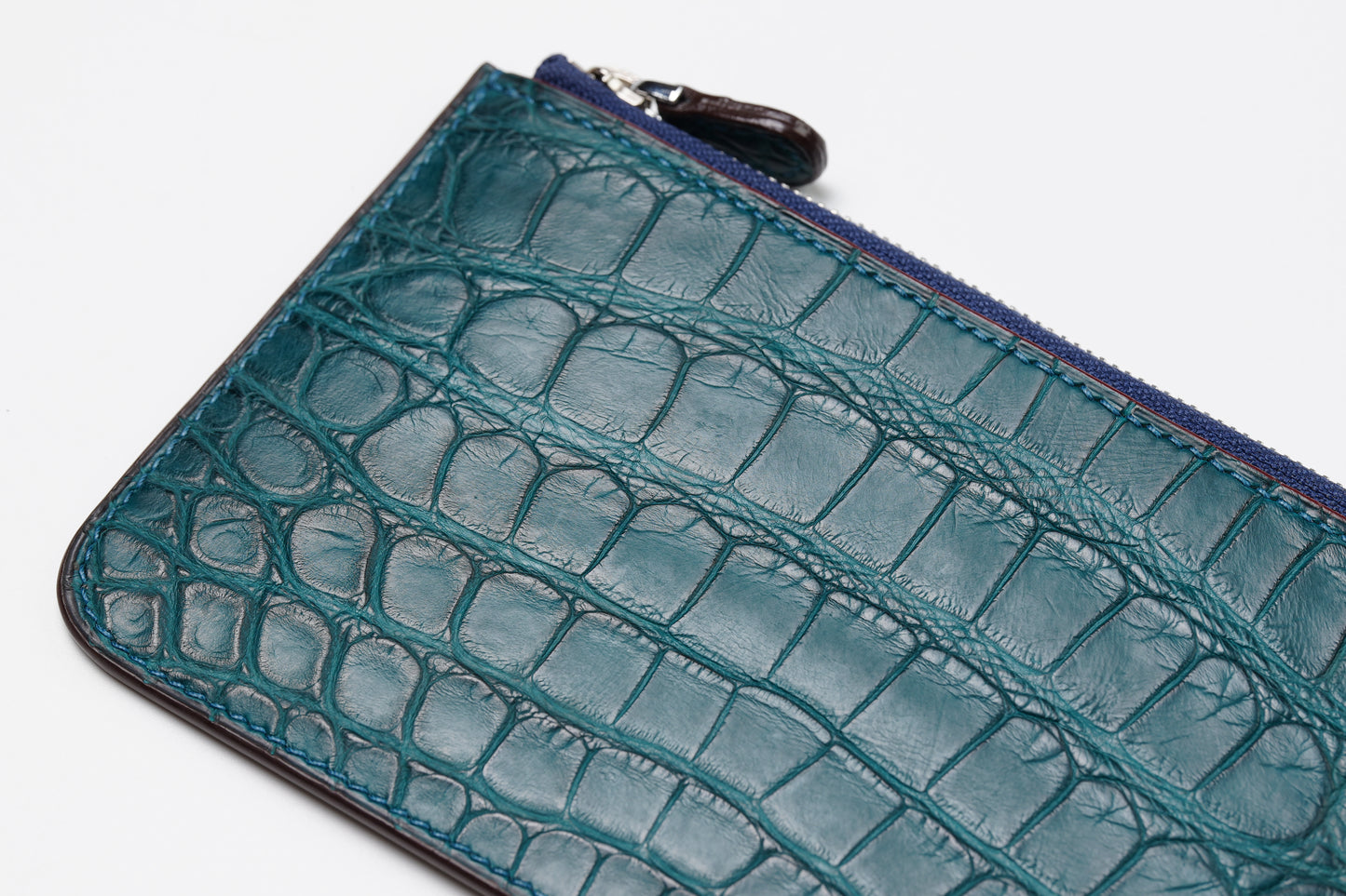 Crocodile colvert zip wallet front angle