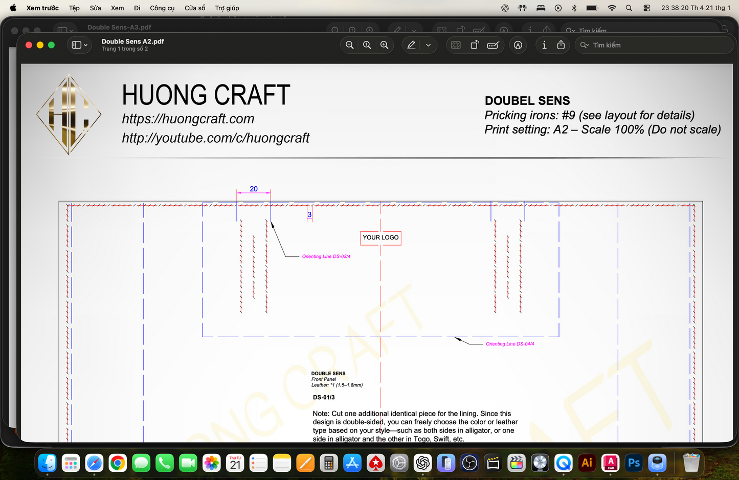 Double Sens Tote Bag – PDF Pattern | HuongCraft