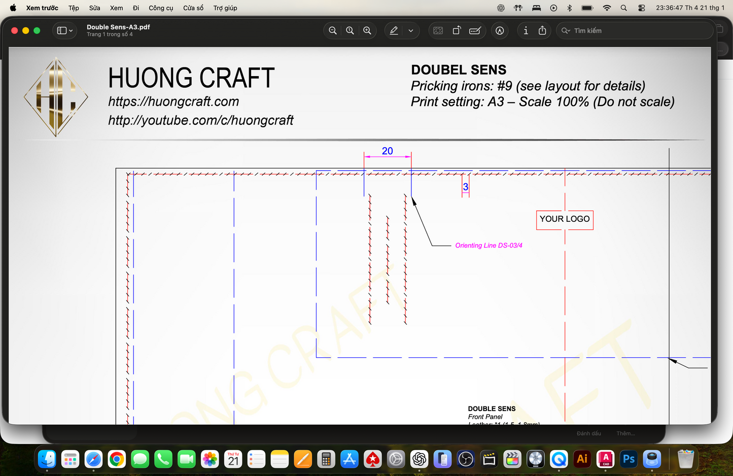 Double Sens Tote Bag – PDF Pattern | HuongCraft