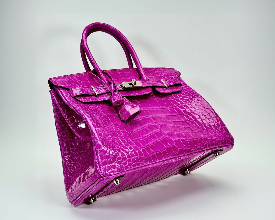 Fuchsia alligator bespoke bag handcrafted by HuongCraft