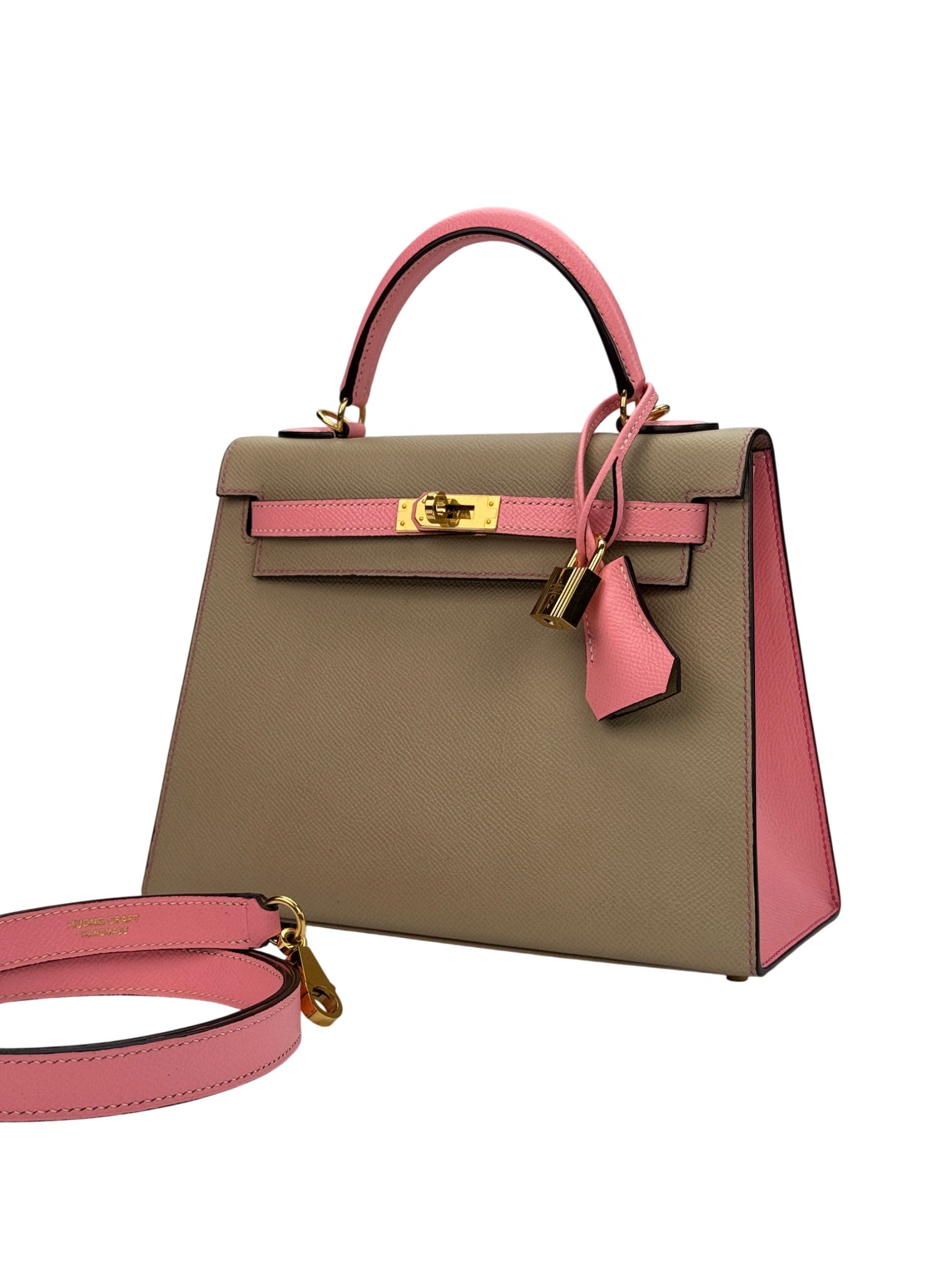 Kelly 25 PDF leather bag pattern by HuongCraft – bi-color handmade version