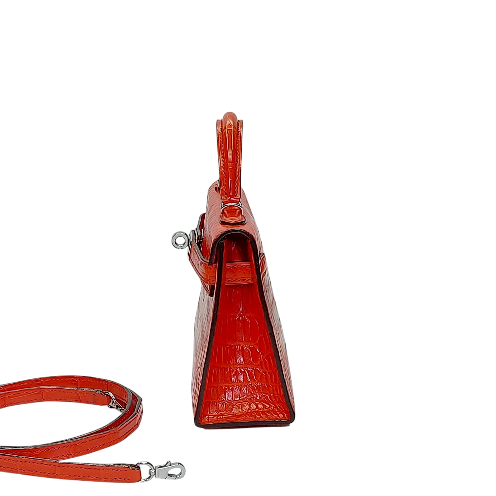 mini trapezoid top handle bag handle detail