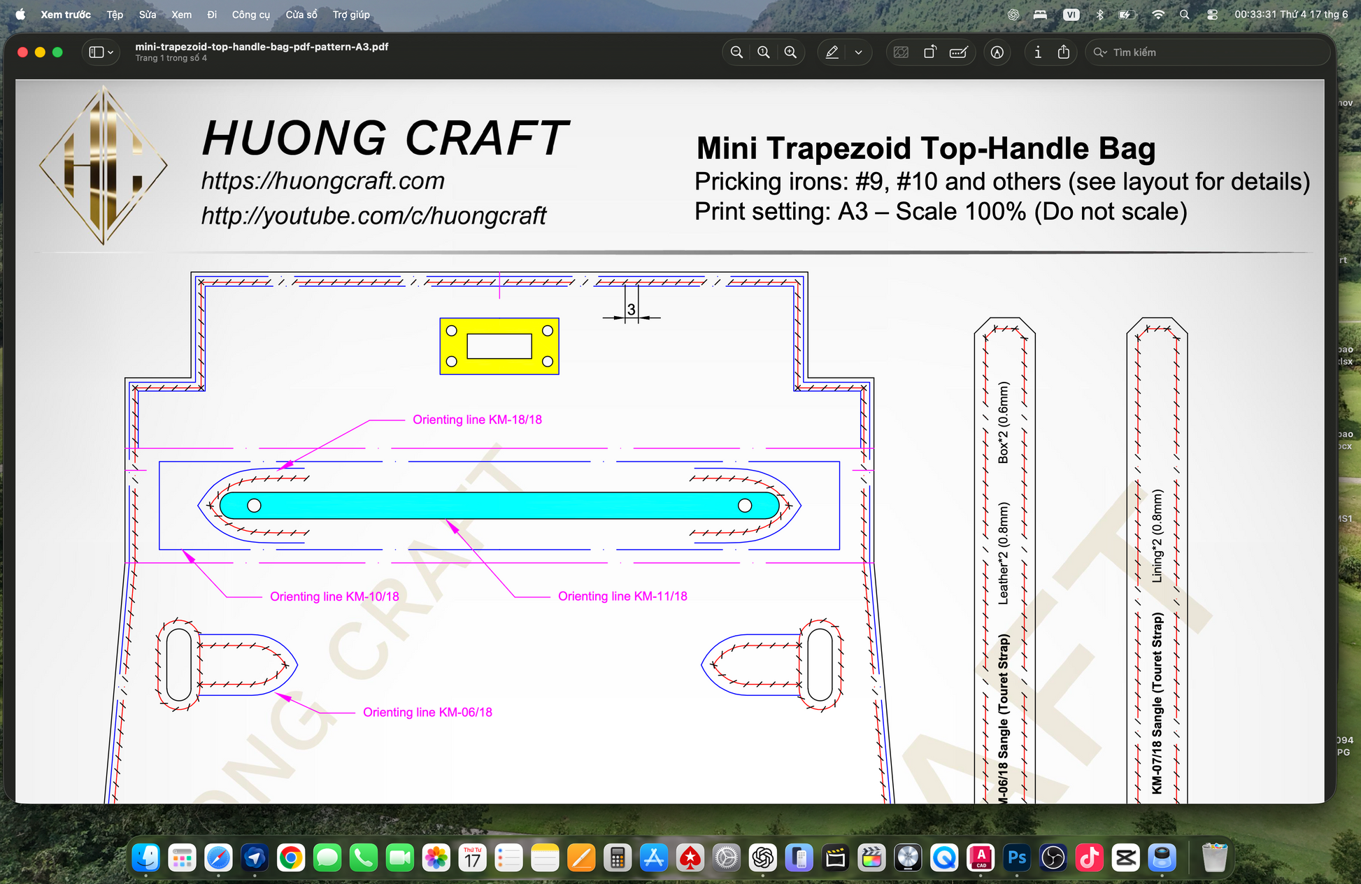 mini trapezoid top handle bag pdf pattern A3